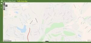 Town of Wake Forest Traffic Alerts Map showing lane closure on Wingate Street