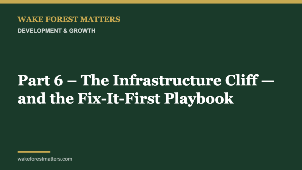 Part 6 – The Infrastructure Cliff — and the Fix‑It‑First Playbook - Wake Forest Matters