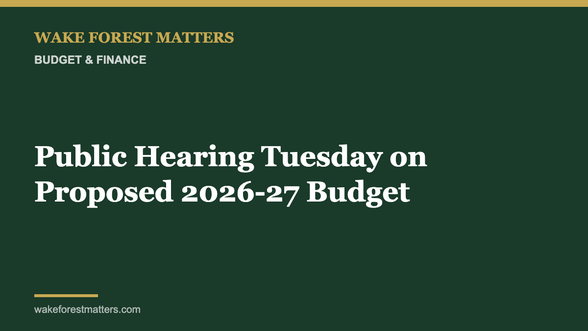 Public Hearing Tuesday on Proposed 2026-27 Budget