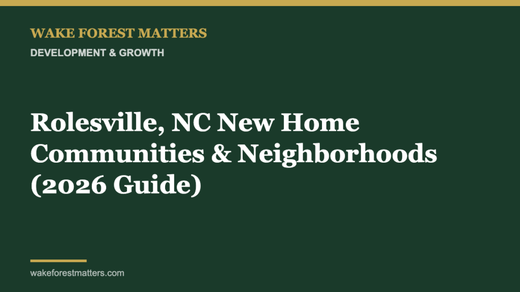 Rolesville, NC New Home Communities & Neighborhoods (2026 Guide) - Wake Forest Matters