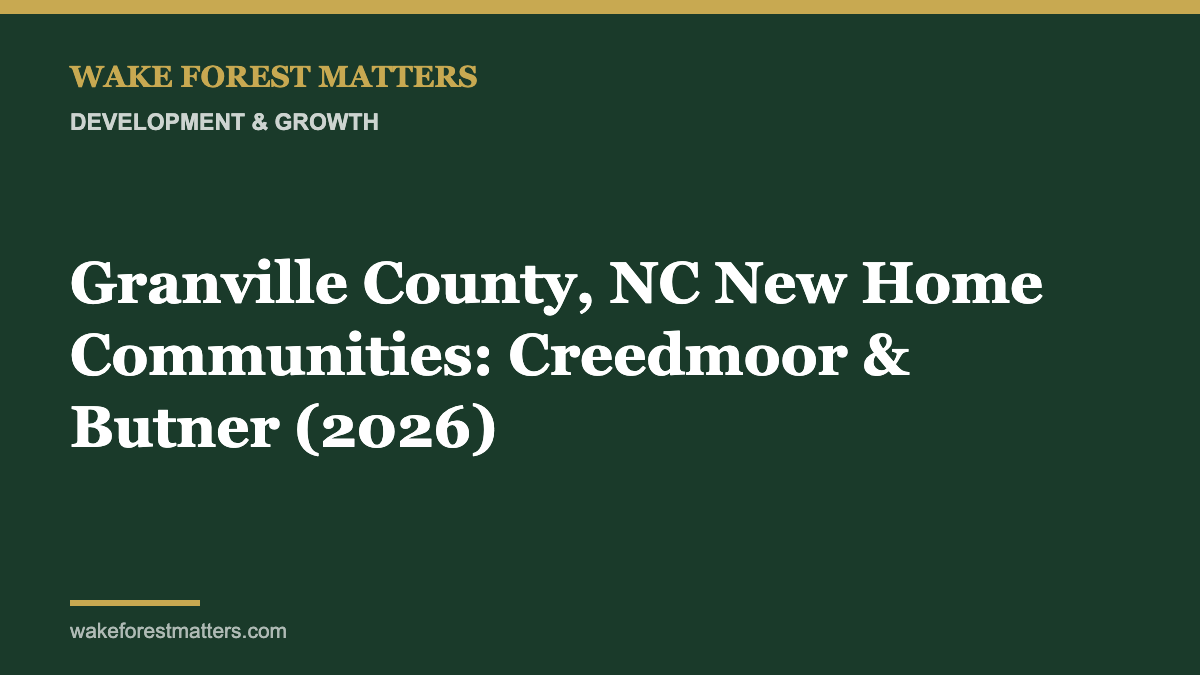 Granville County, NC New Home Communities: Creedmoor & Butner (2026)