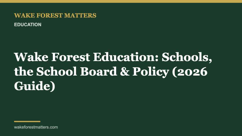 Wake Forest Education: Schools, the School Board & Policy (2026 Guide) - Wake Forest Matters